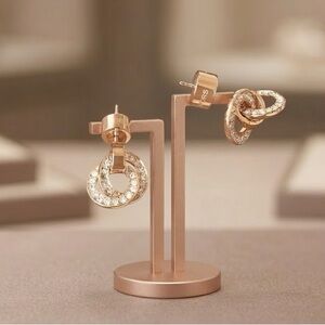 Michael Kors Gold-Tone Crystal Pavé Interlocked Ring Drop Earrings